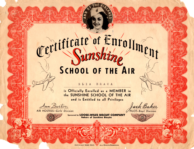 Ann of the Airlines Certificate