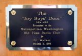 plaque on the door